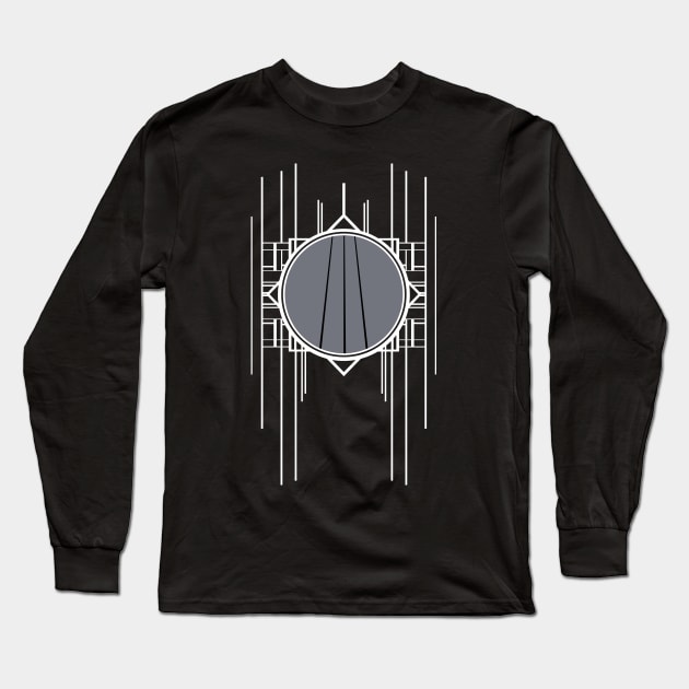 timeless gift white abstract design with geometric stripes gray blue Long Sleeve T-Shirt by designsbyxarah